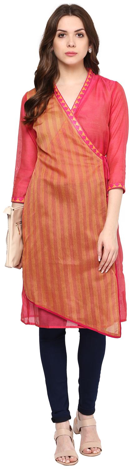 

Fusion Beats Women Pink Printed Straight Kurta