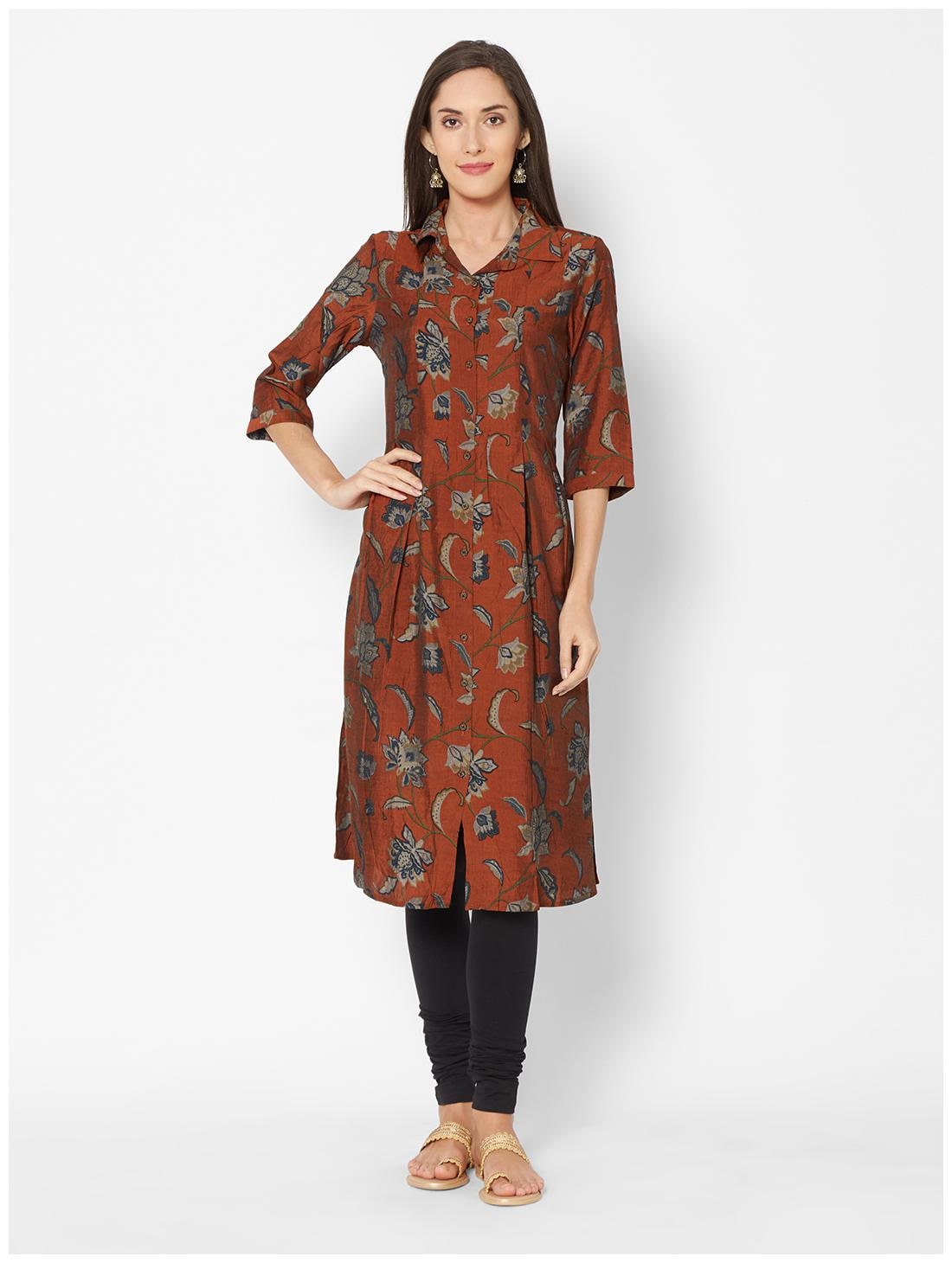 

Fusion Beats Women Brown Floral Regular Kurti