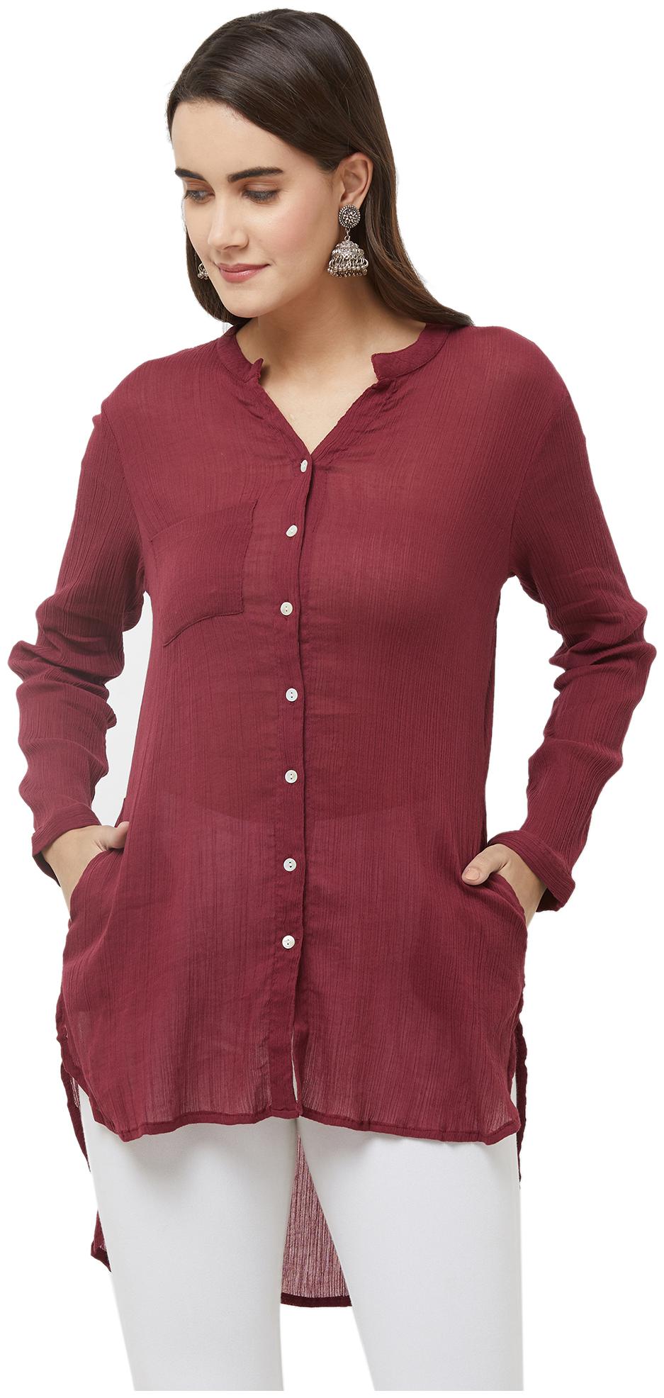 

Fusion Beats Women Maroon Solid Straight Kurta