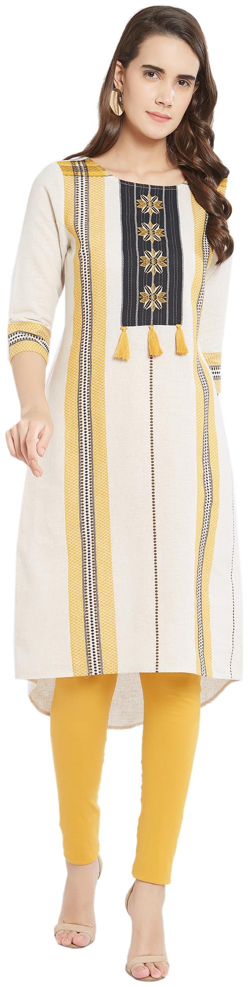 

Fusion Beats Women Cotton Kurta Beige color