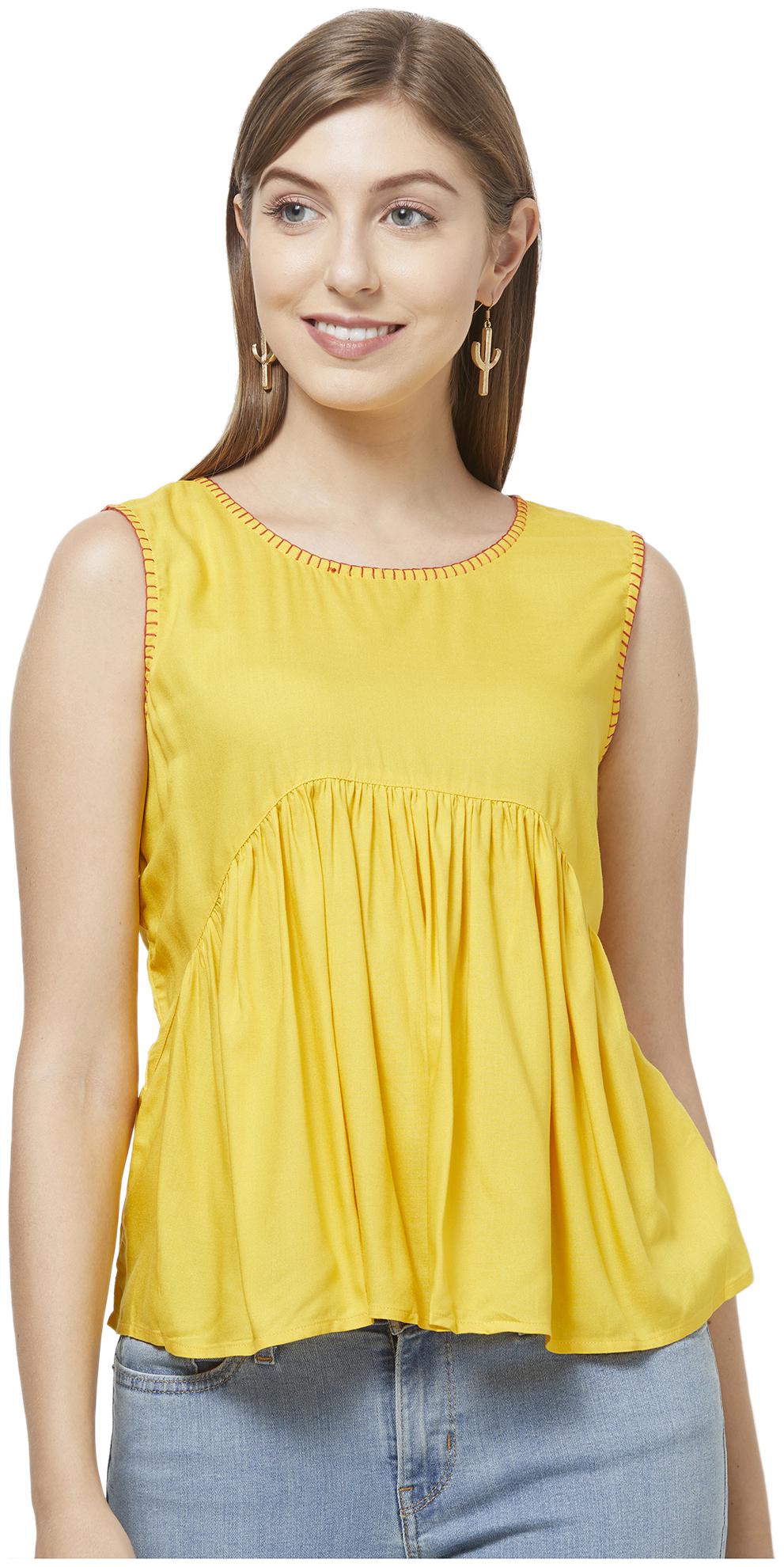 

Fusion Beats Women Solid Regular top - Yellow