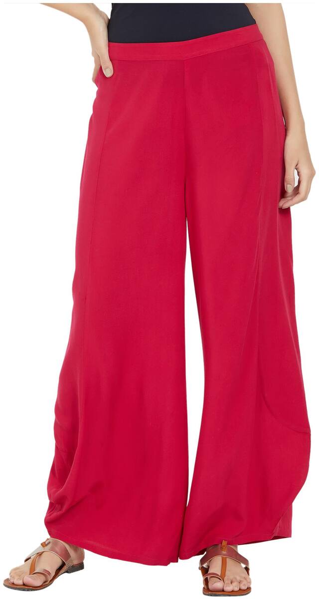 Fusion Beats Women Pink Solid Palazzo