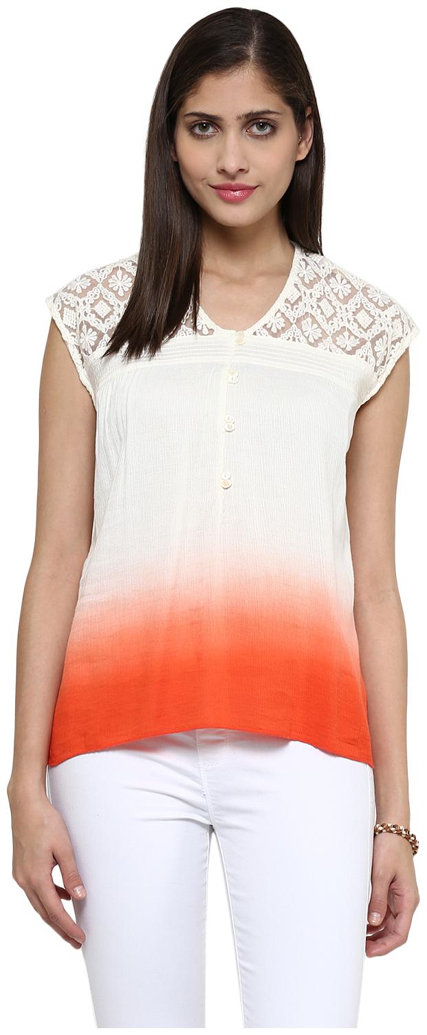 

Fusion Beats Self Design On Shoulder Off White Top L Size