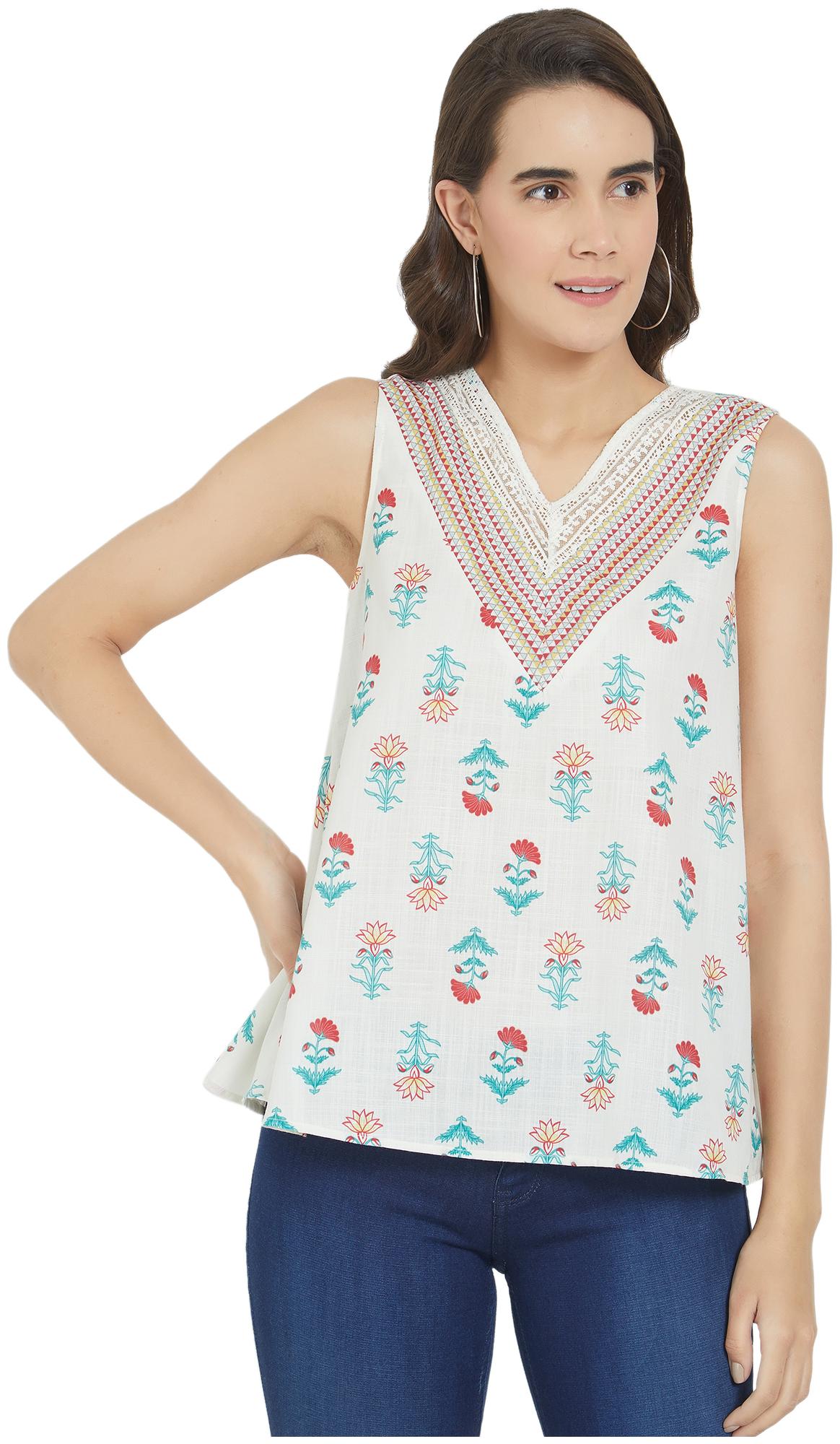 

Fusion Beats Women Printed Regular top - White