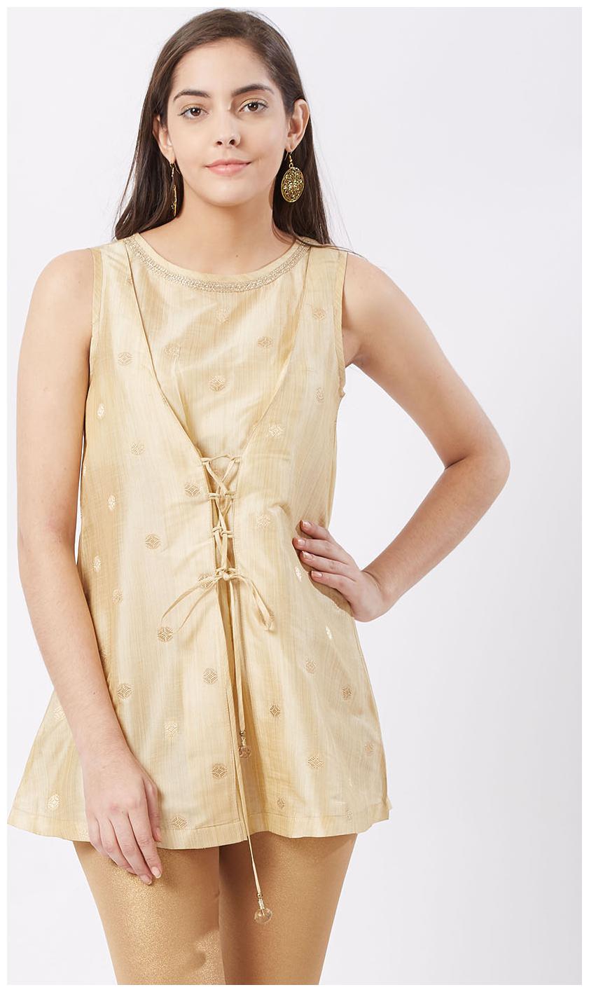 

Fusion Beats Women Printed Regular top - Beige