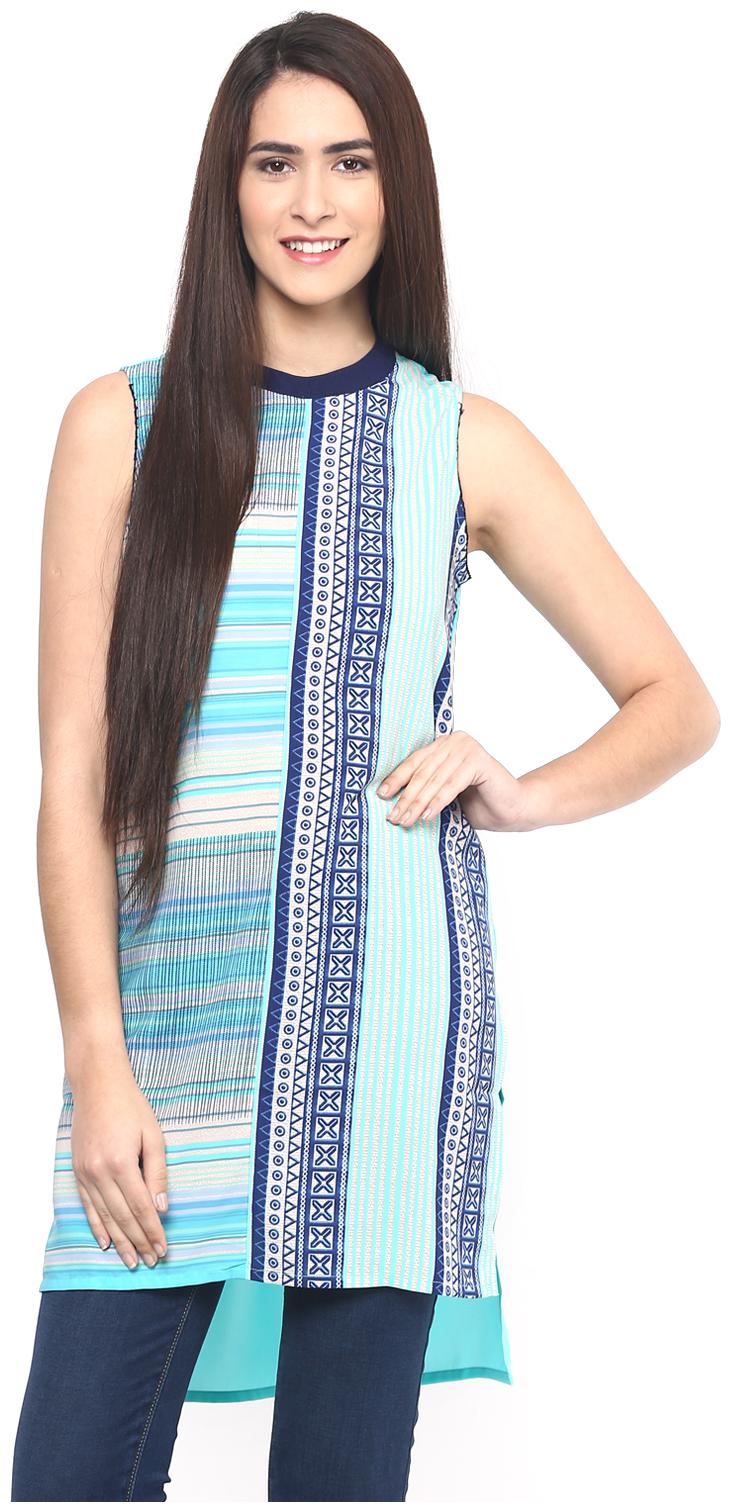 

Fusion Beats Women Printed Regular tunic - Blue