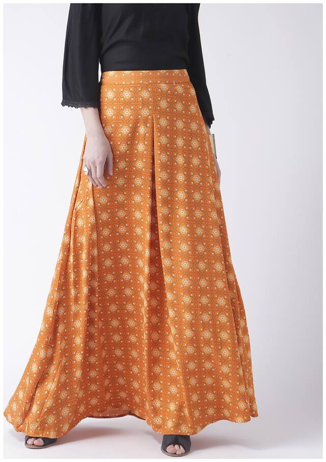 Fusion Beats Women Orange Print Skirt