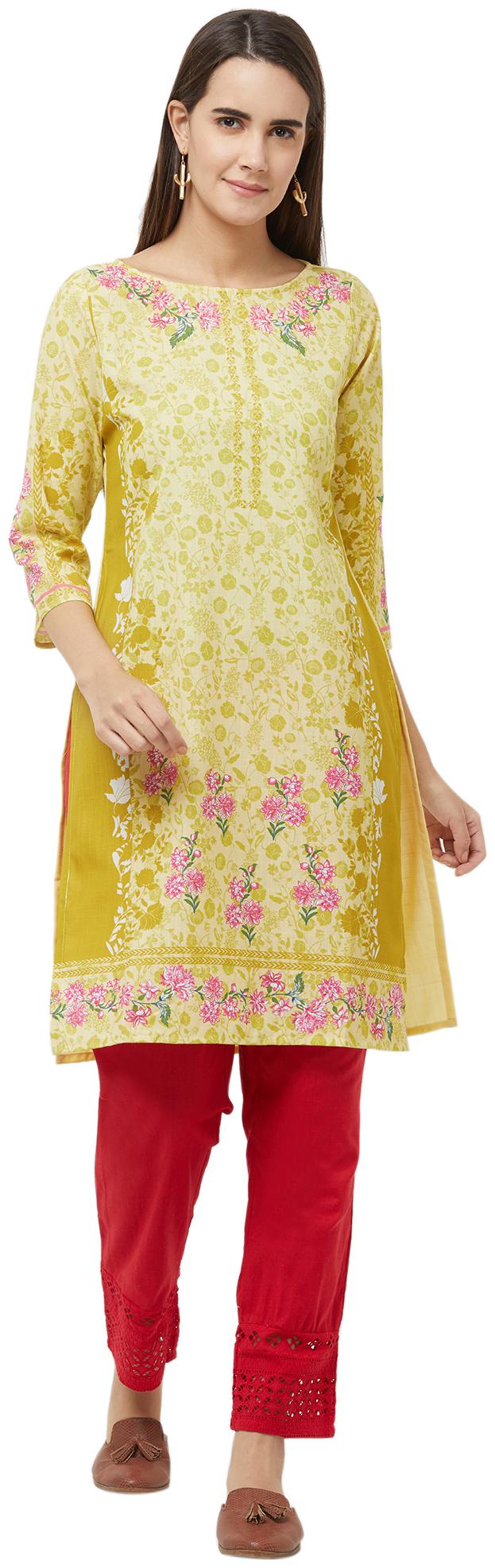 

Fusion Beats Women Polyester Yellow Kurta