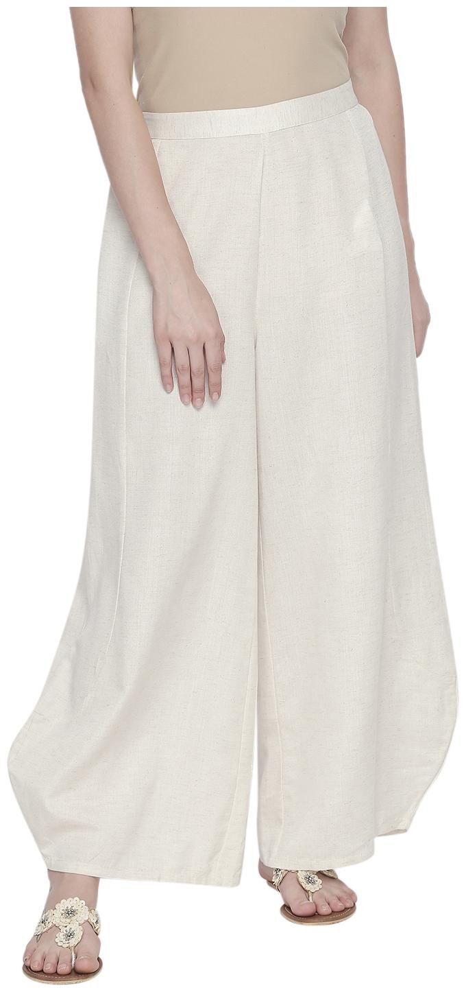 

Fusion Beats Cream Solid Straight Palazzo