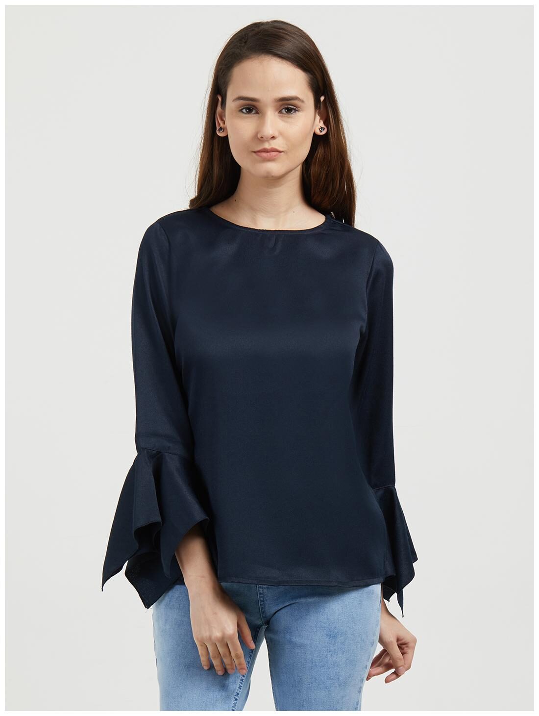 

Fusion Beats Women Solid Regular top - Blue