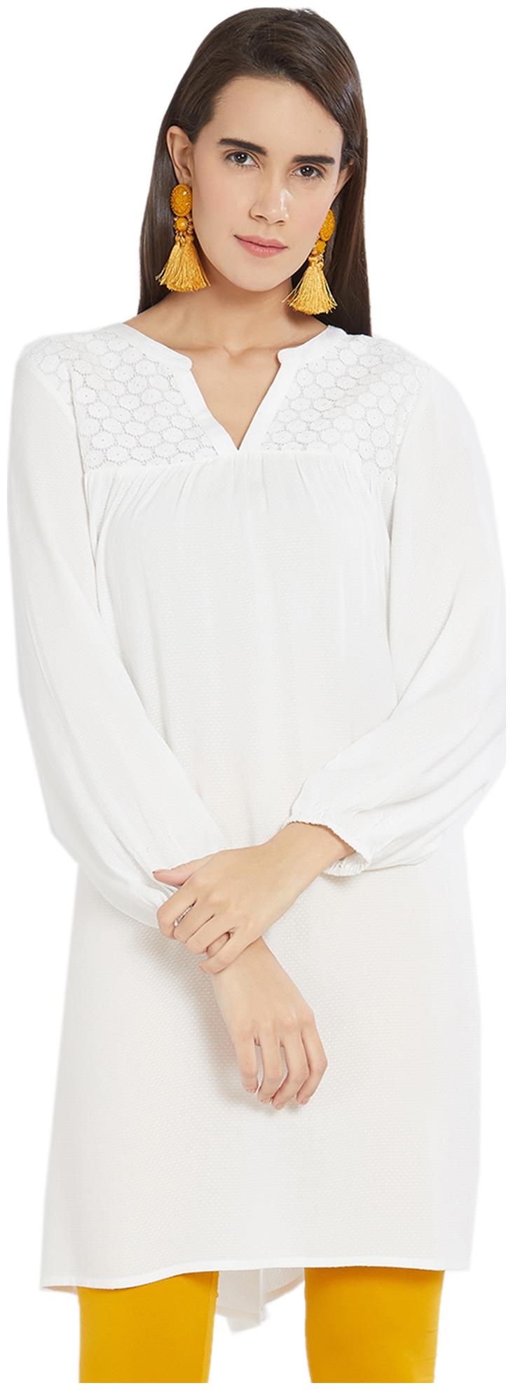 

Fusion Beats Women Beige Solid Straight Kurta