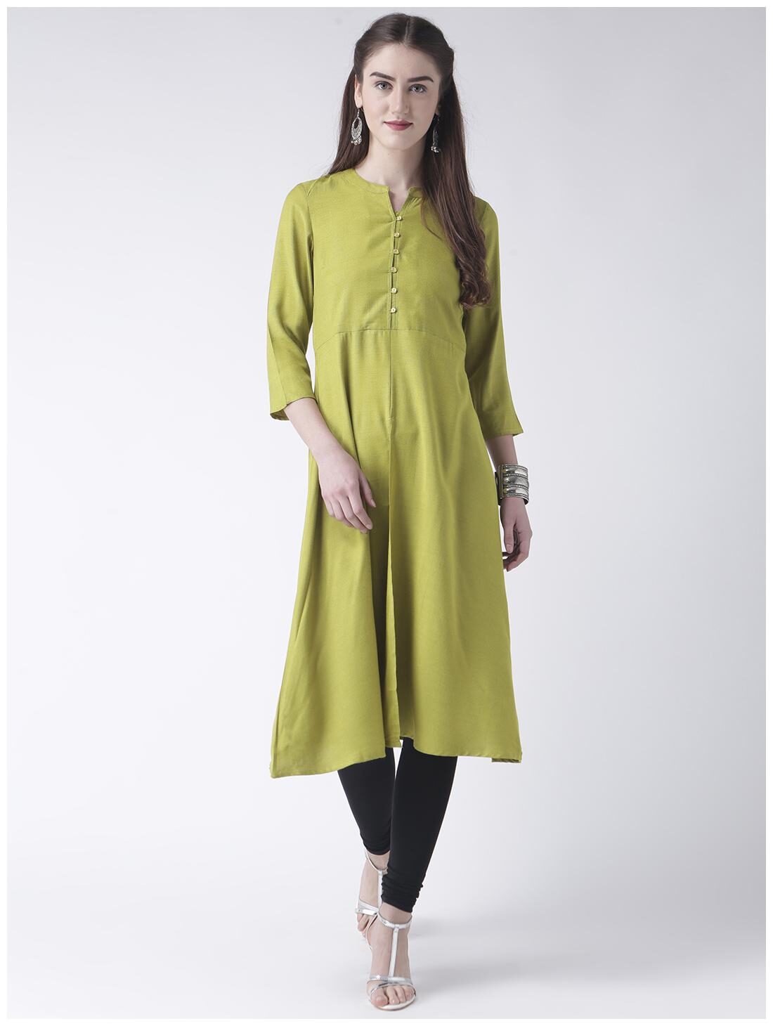 

Fusion Beats Solid Green Kurta