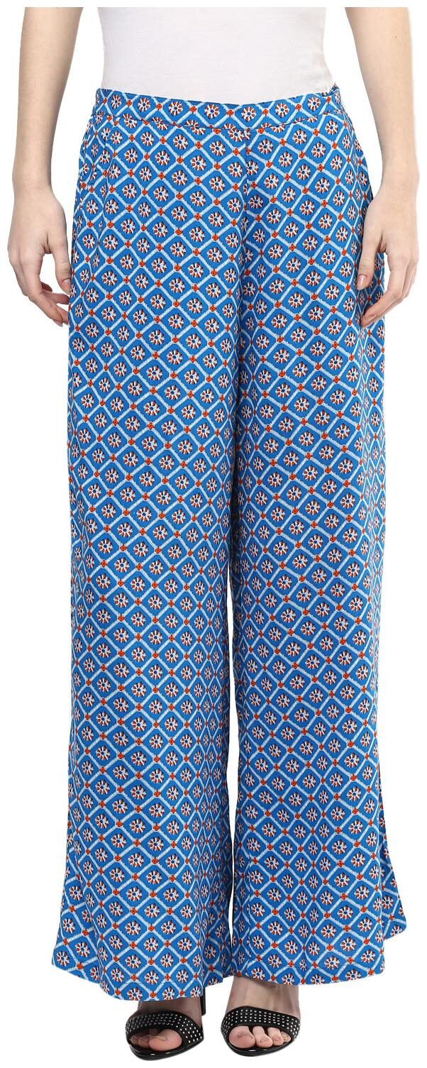

Fusion Beats Blue Printed Palazzo