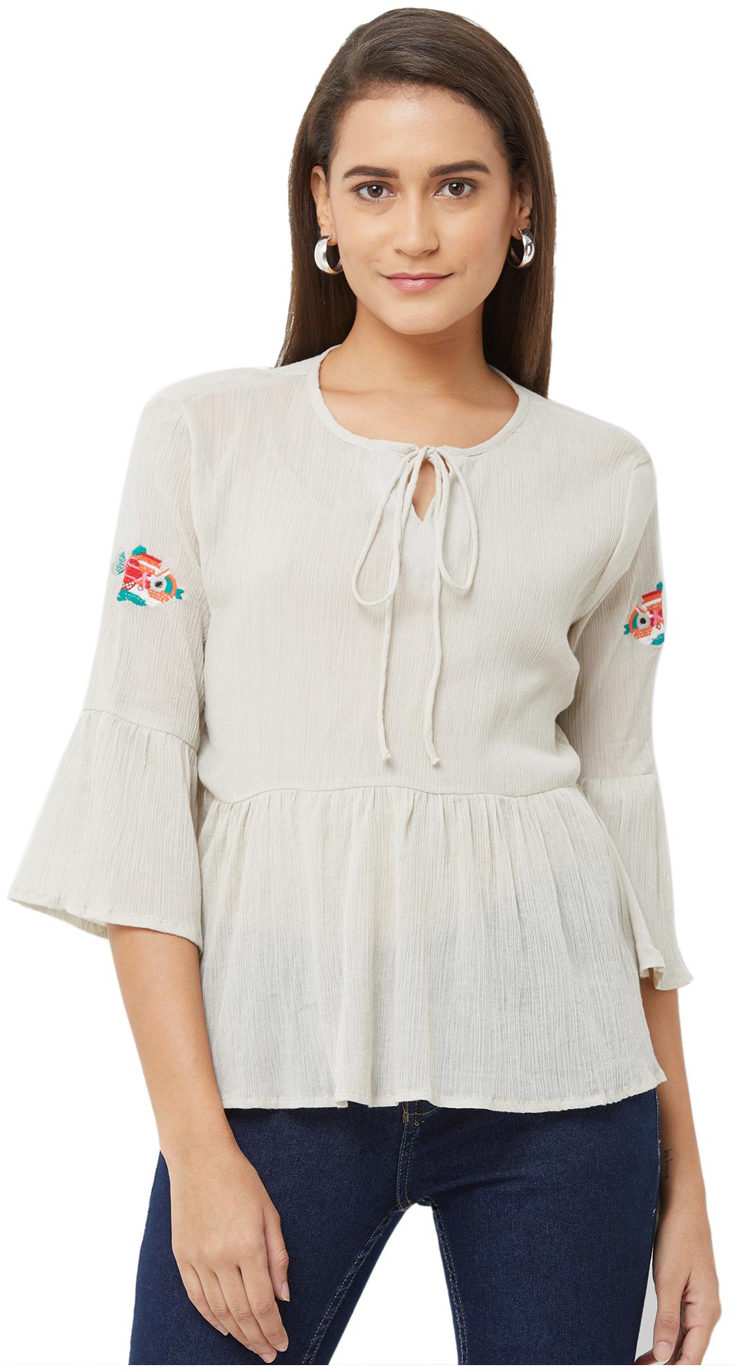 

Fusion Beats Women Cotton Grey Regular Top