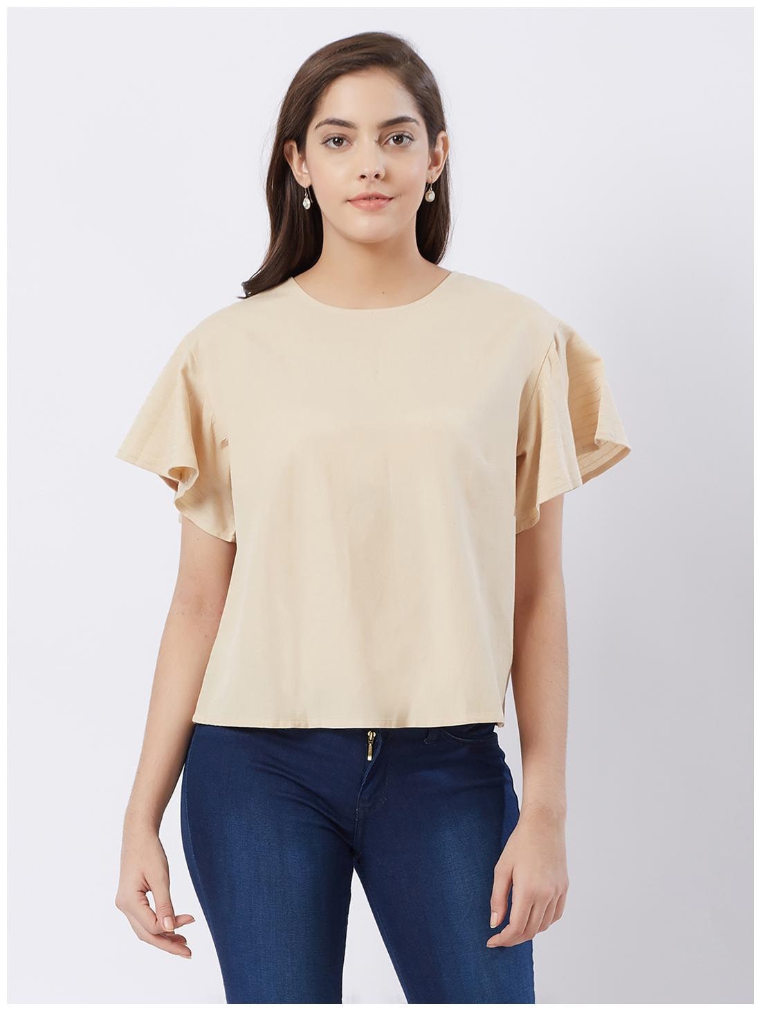 

Fusion Beats Women Solid Regular top - Beige