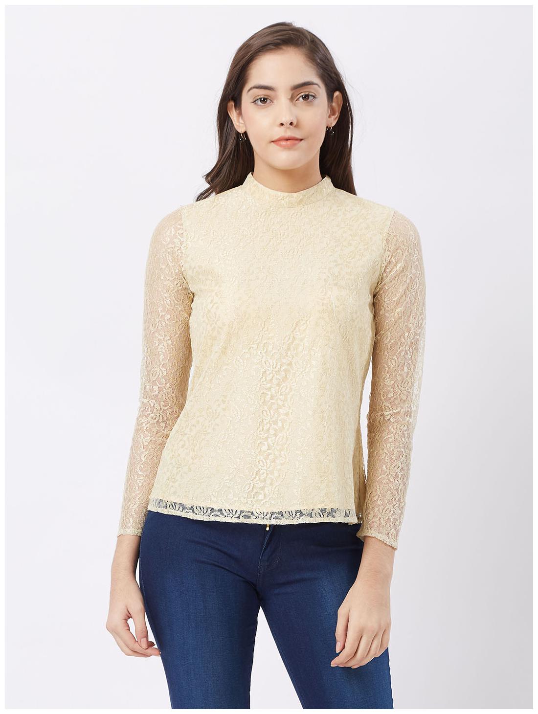 

Fusion Beats Women Self design Regular top - Beige