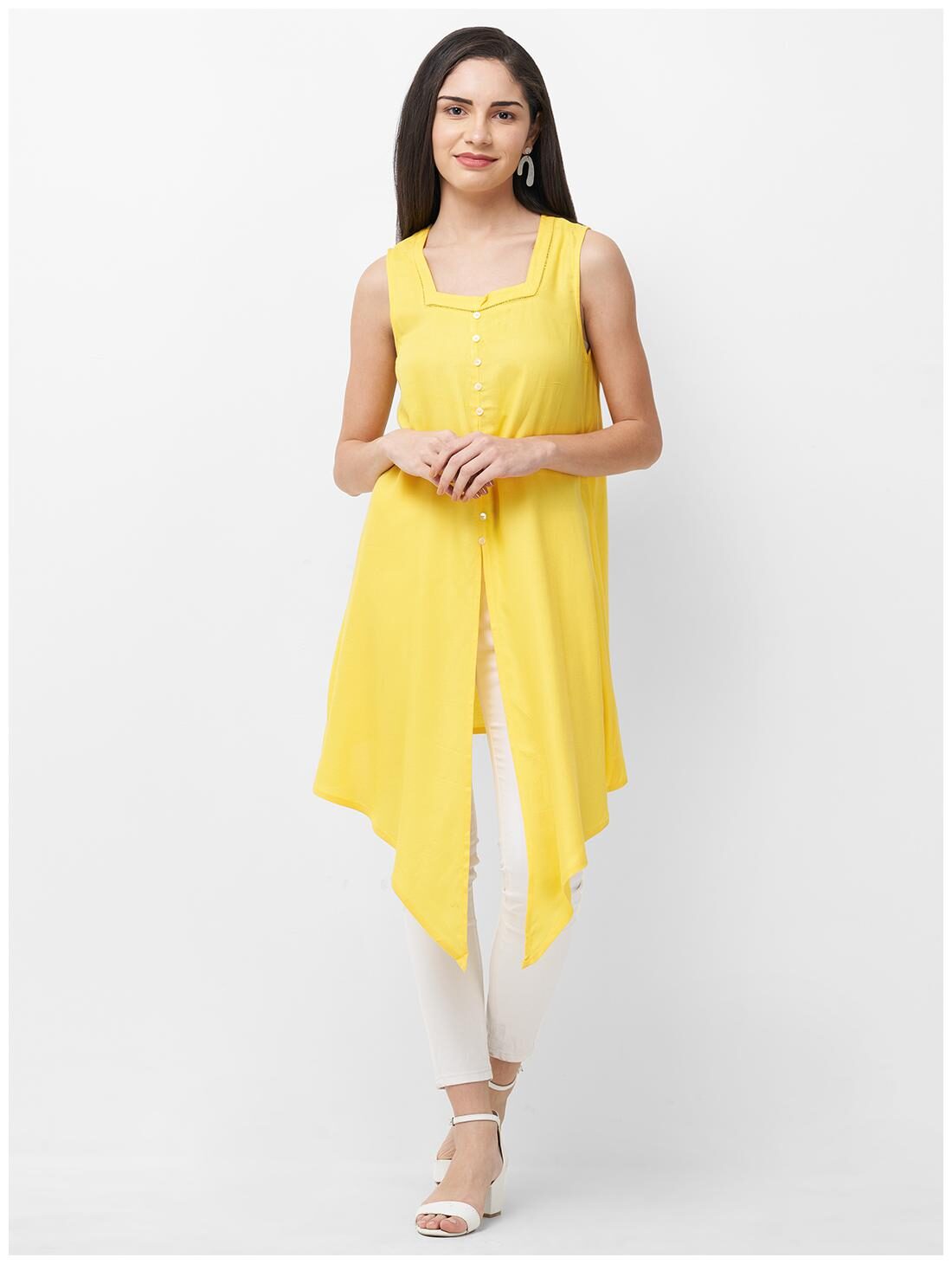 

Fusion Beats Women Viscose Yellow Kurta