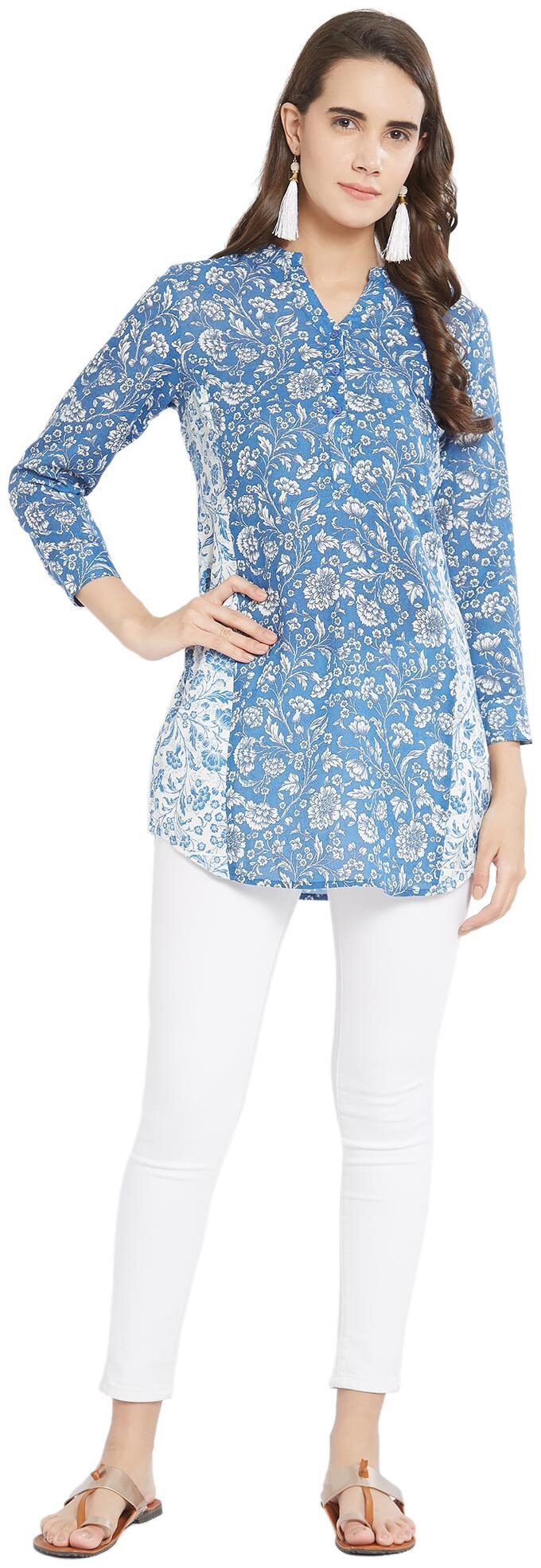 

Fusion Beats Women Printed Regular tunic - Blue