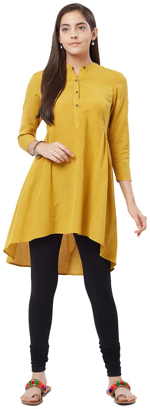 

Fusion Beats Women Yellow Solid Regular Kurta