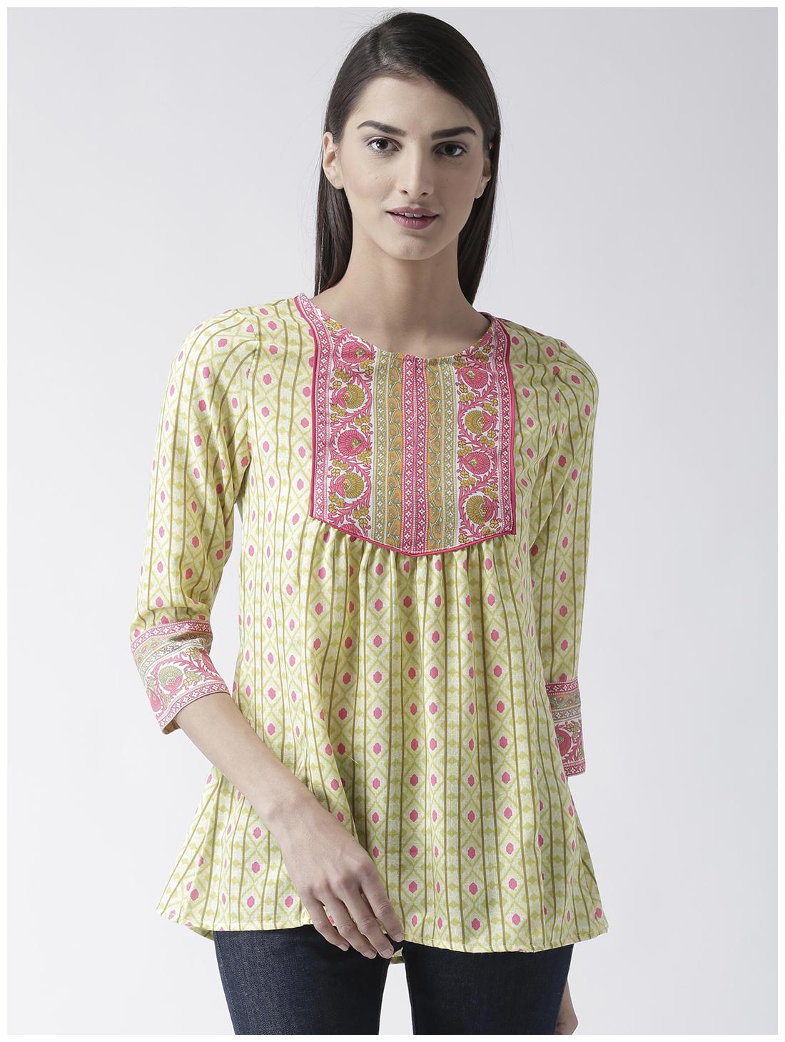 

Fusion Beats Women Printed Regular top - Yellow