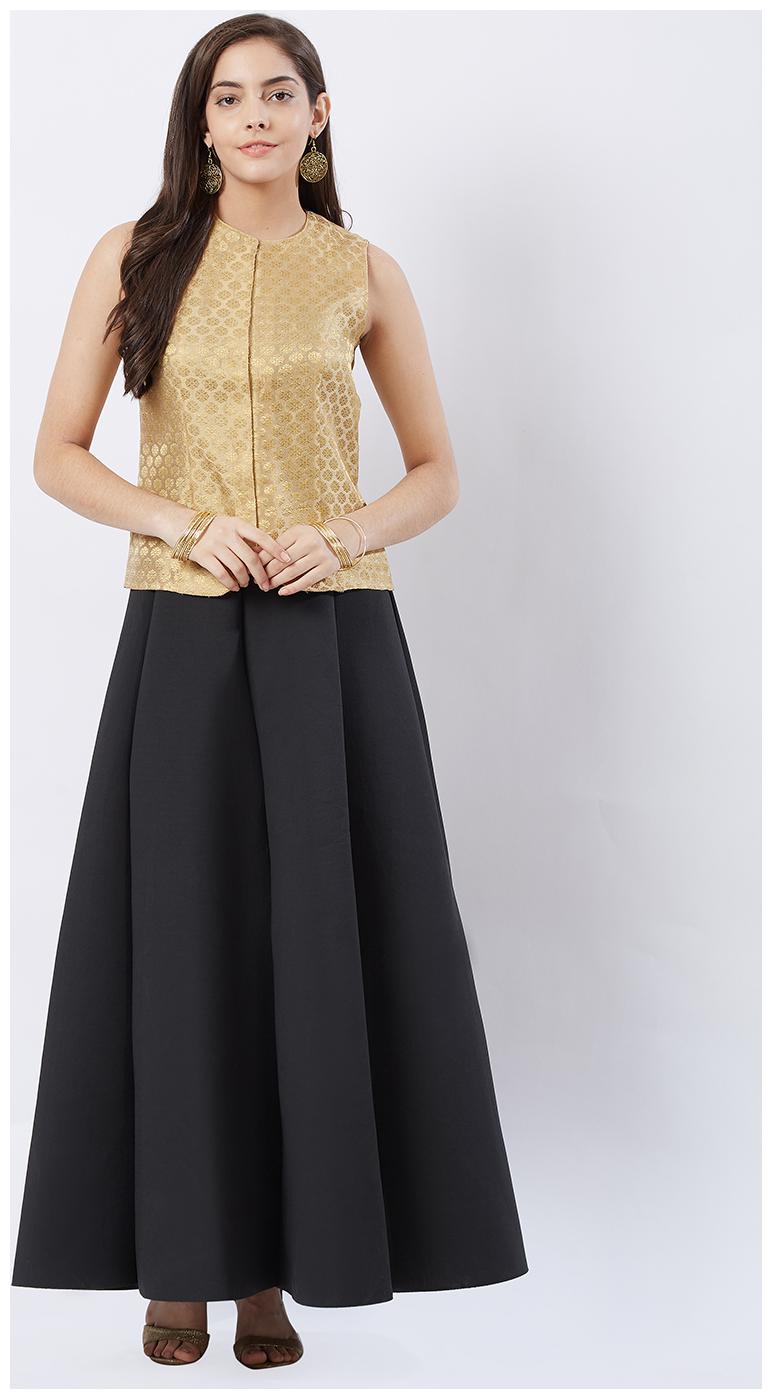 

Fusion Beats Women Self design Regular top - Gold
