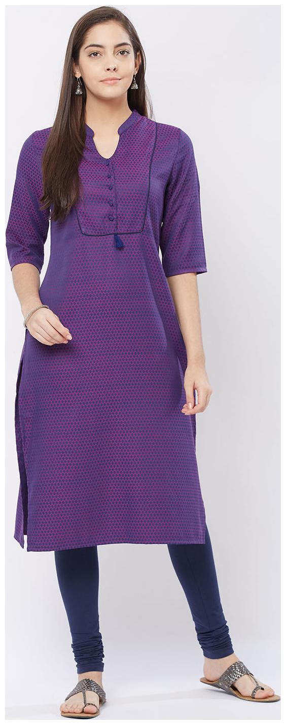 

Fusion Beats Women Purple Printed Regular Kurta
