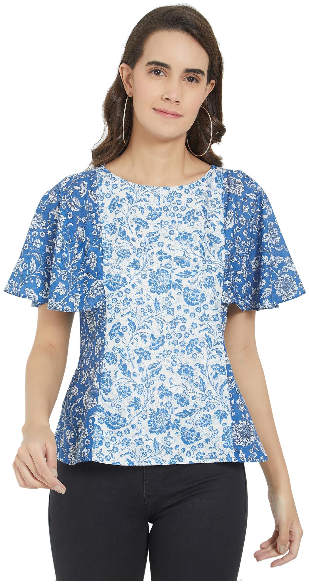 

Fusion Beats Women Floral Regular top - Blue