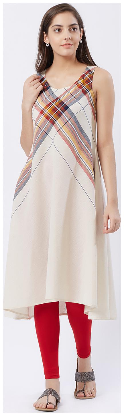 

Fusion Beats Women Beige Colorblocked Regular Kurta