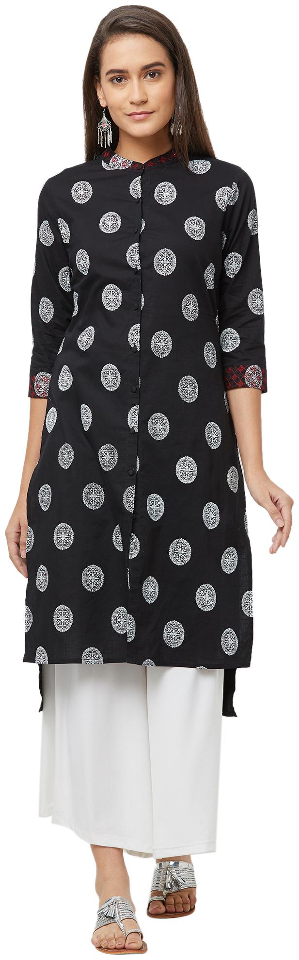 

Fusion Beats Cotton Black Color Kurta For Women