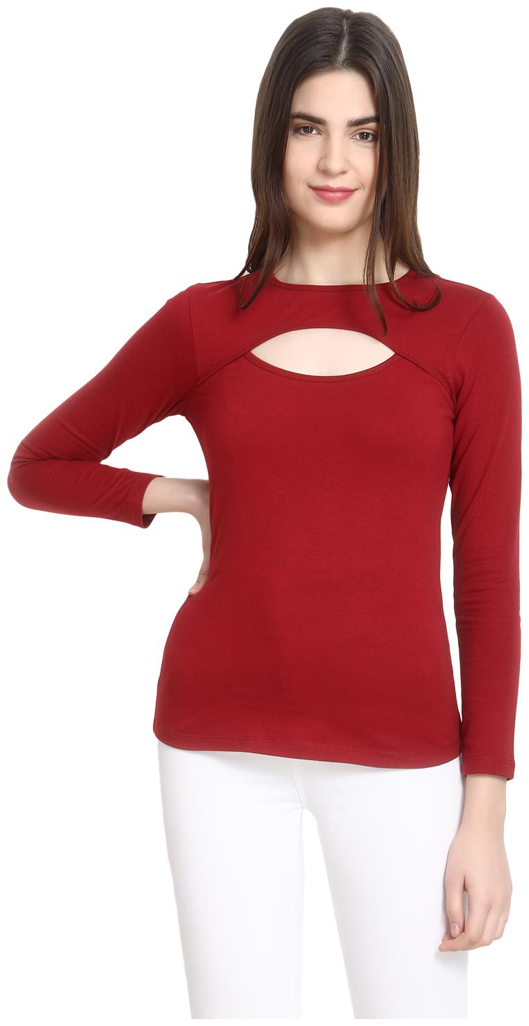 

FUSION FASHION FOR LIFE Women Solid Regular top - Maroon