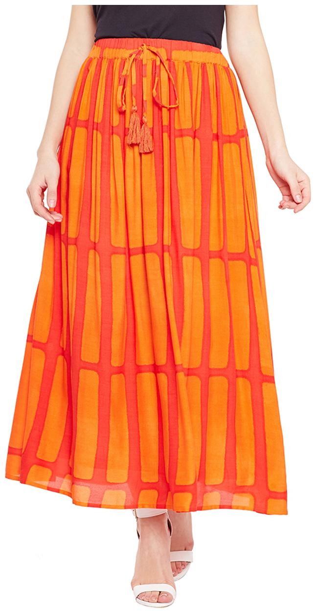 

Oxolloxo Printed A-line skirt Maxi Skirt - Orange