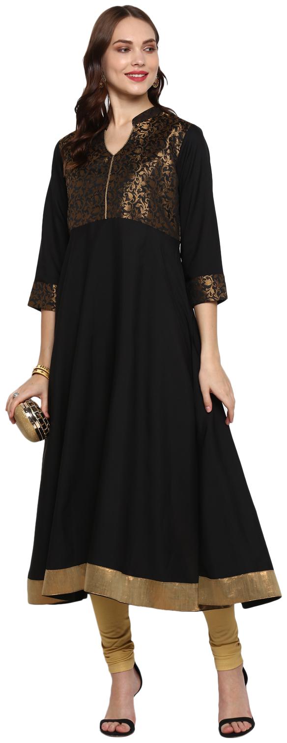 

Croesus Women Black Printed Anarkali Kurta