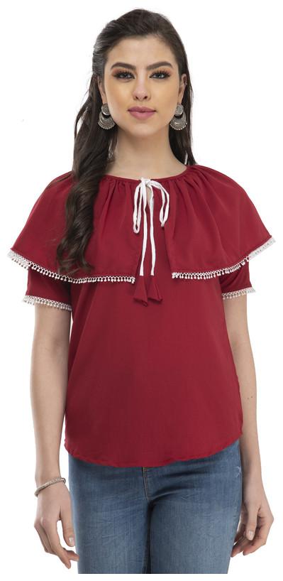 

G Fashions Women Solid Regular top - Maroon