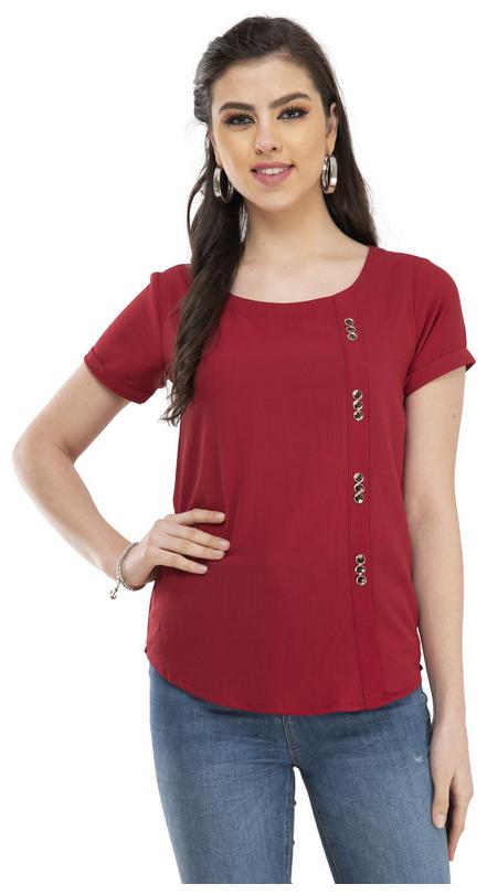 

G Fashions Women Solid Regular top - Maroon