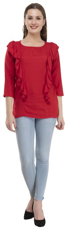 

G Fashions Women Solid Regular top - Red