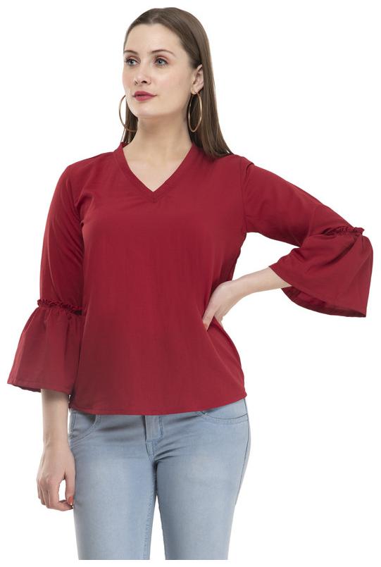 

G Fashions Women Solid Regular top - Maroon