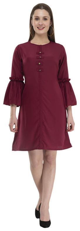 

G Fashions Women s Crepe Solid Maroon Color Dress