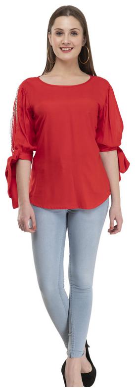 

G Fashions Women Solid Regular top - Red