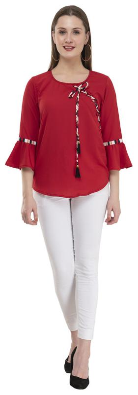 

G Fashions Women Solid Regular top - Red