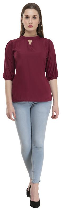 

G Fashions Women Solid Regular top - Maroon