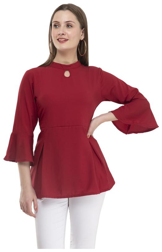 

G Fashions Women Solid Regular top - Red