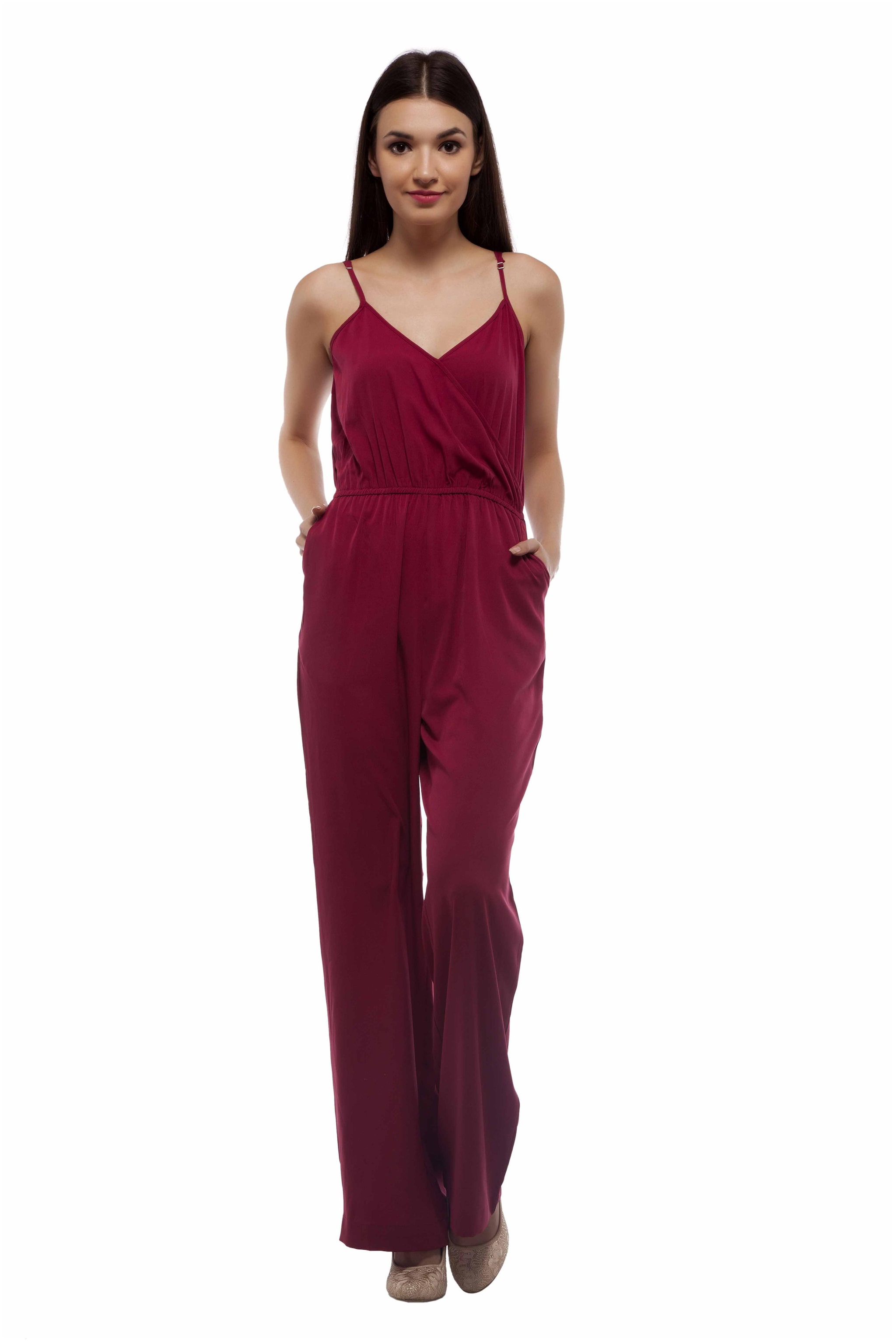 

G LINE CREATIONS Solid Jumpsuit - Maroon