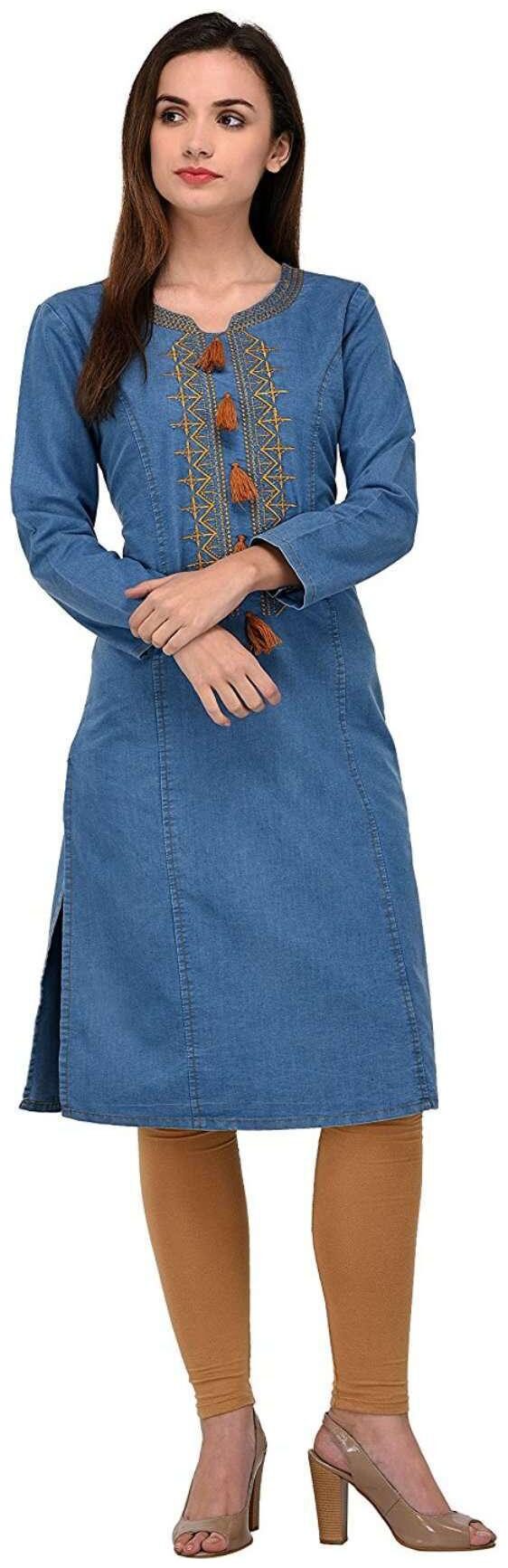 

G S A Enterprises Women Blue Solid Straight Kurta