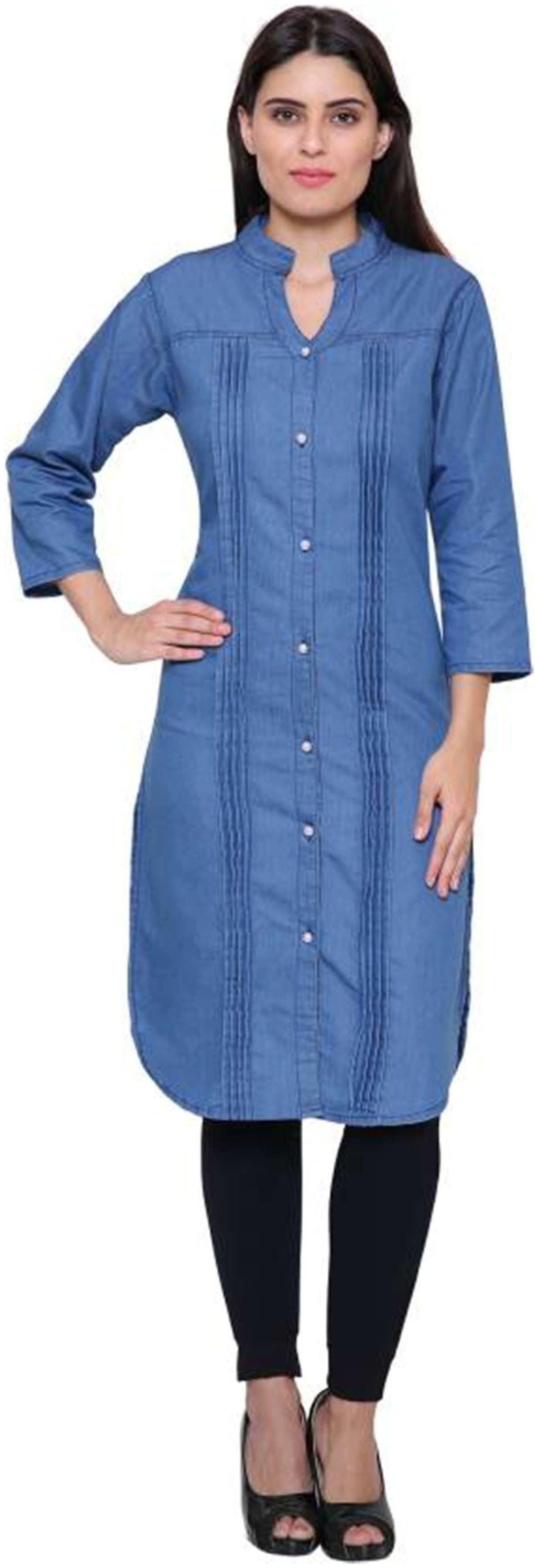 

G S A Enterprises Women Blue Solid Straight Kurta