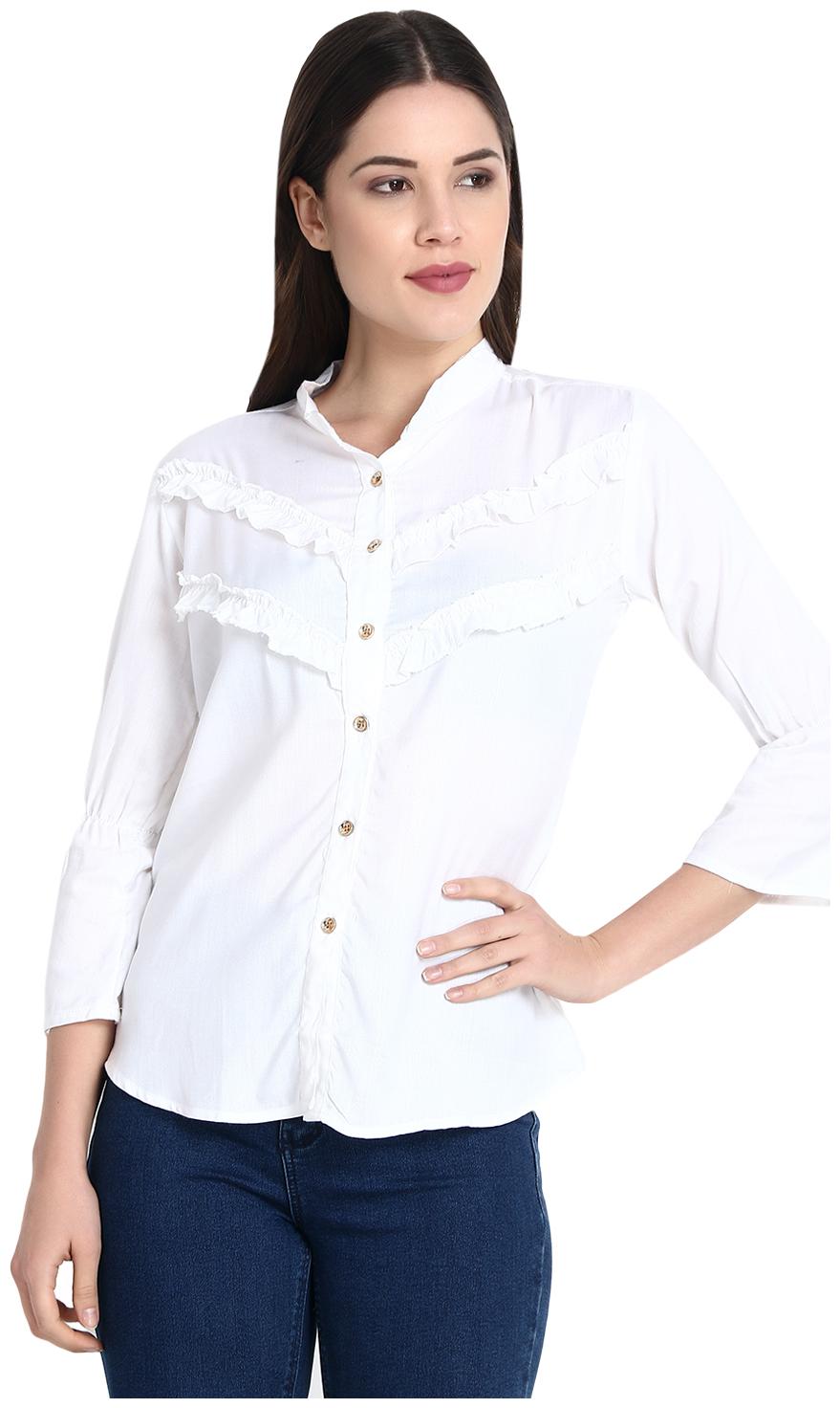 

G S A Enterprises Women Self design Regular top - White