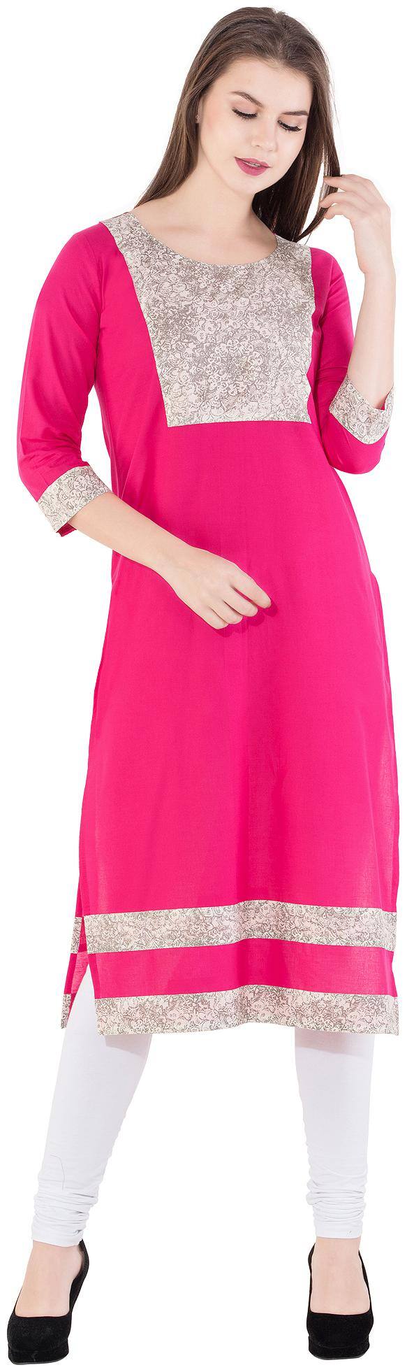 GAABA Women Pink Solid Straight Kurti
