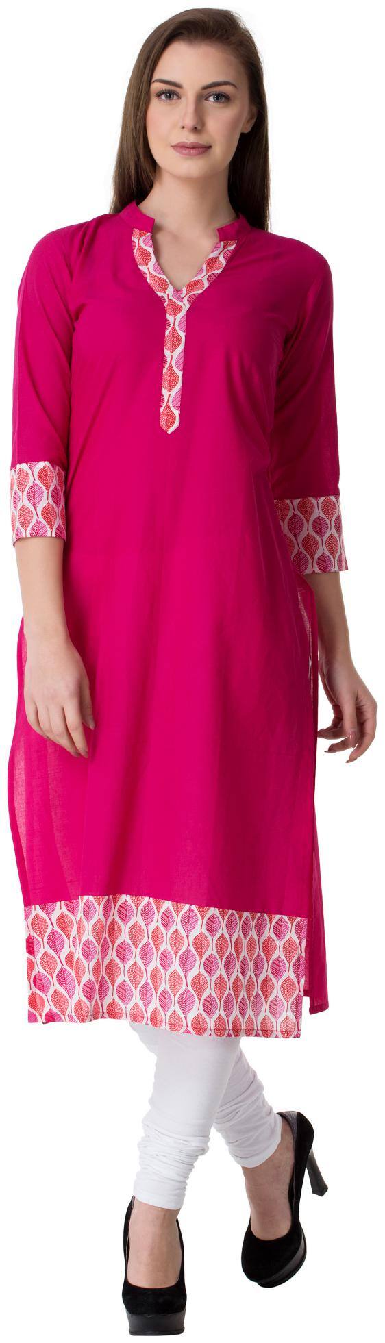 GAABA Women Pink Solid Straight Kurta