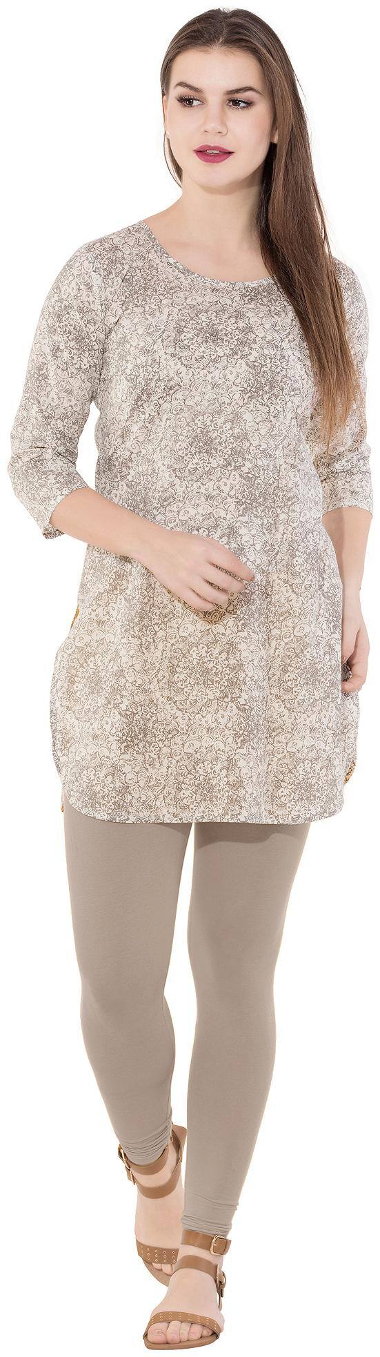 GAABA Women Grey Printed Straight Kurti