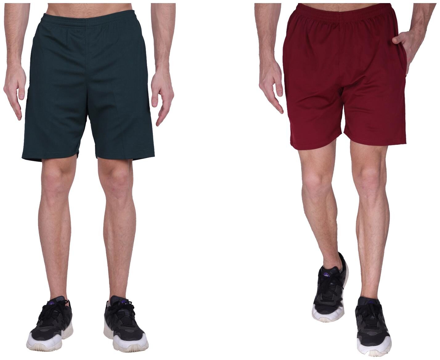 

GAG Men Green Maroon Regular Fit Regular Shorts