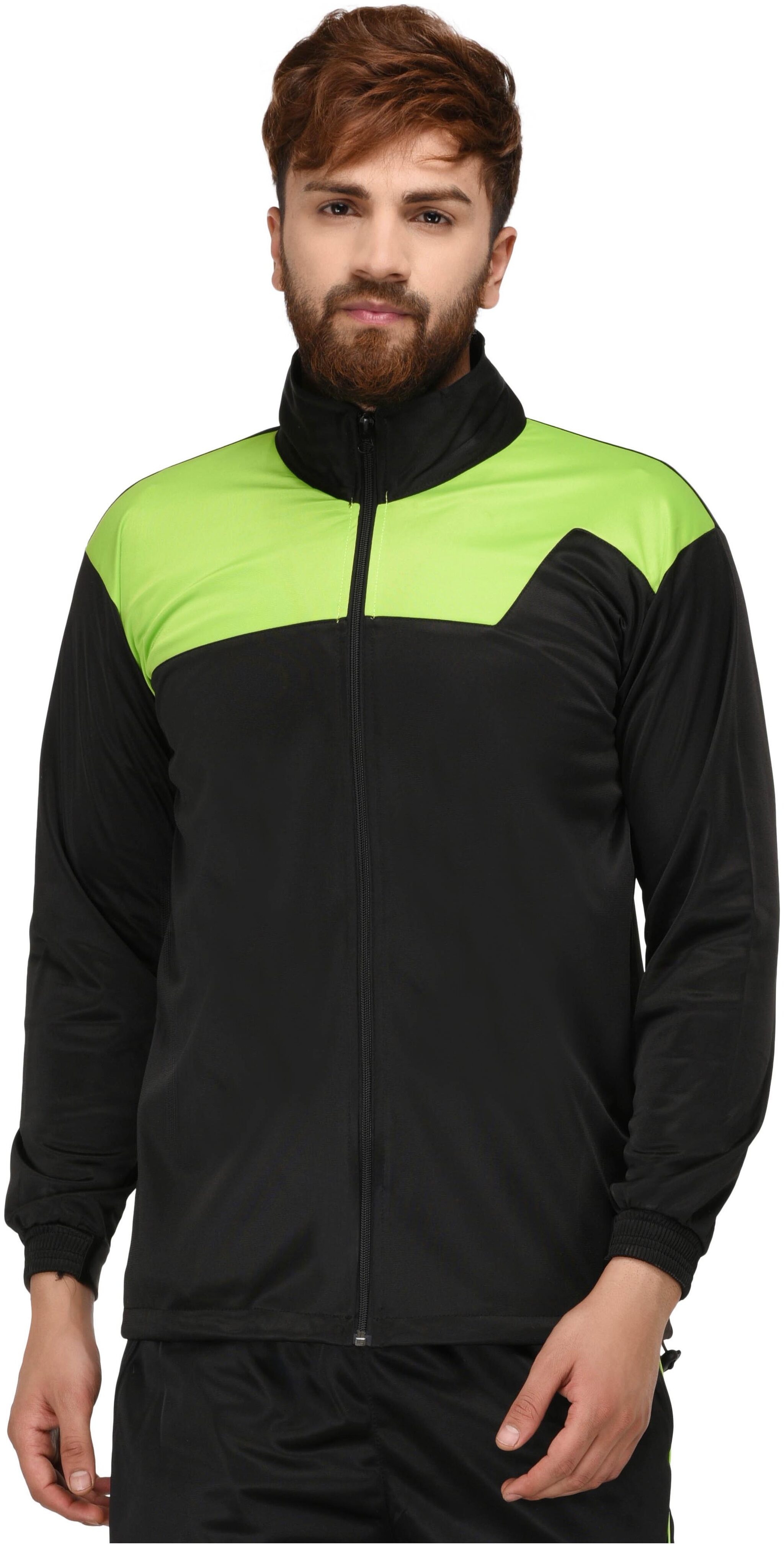 

GAG Polyester Colorblocked Black Green Color Jacket